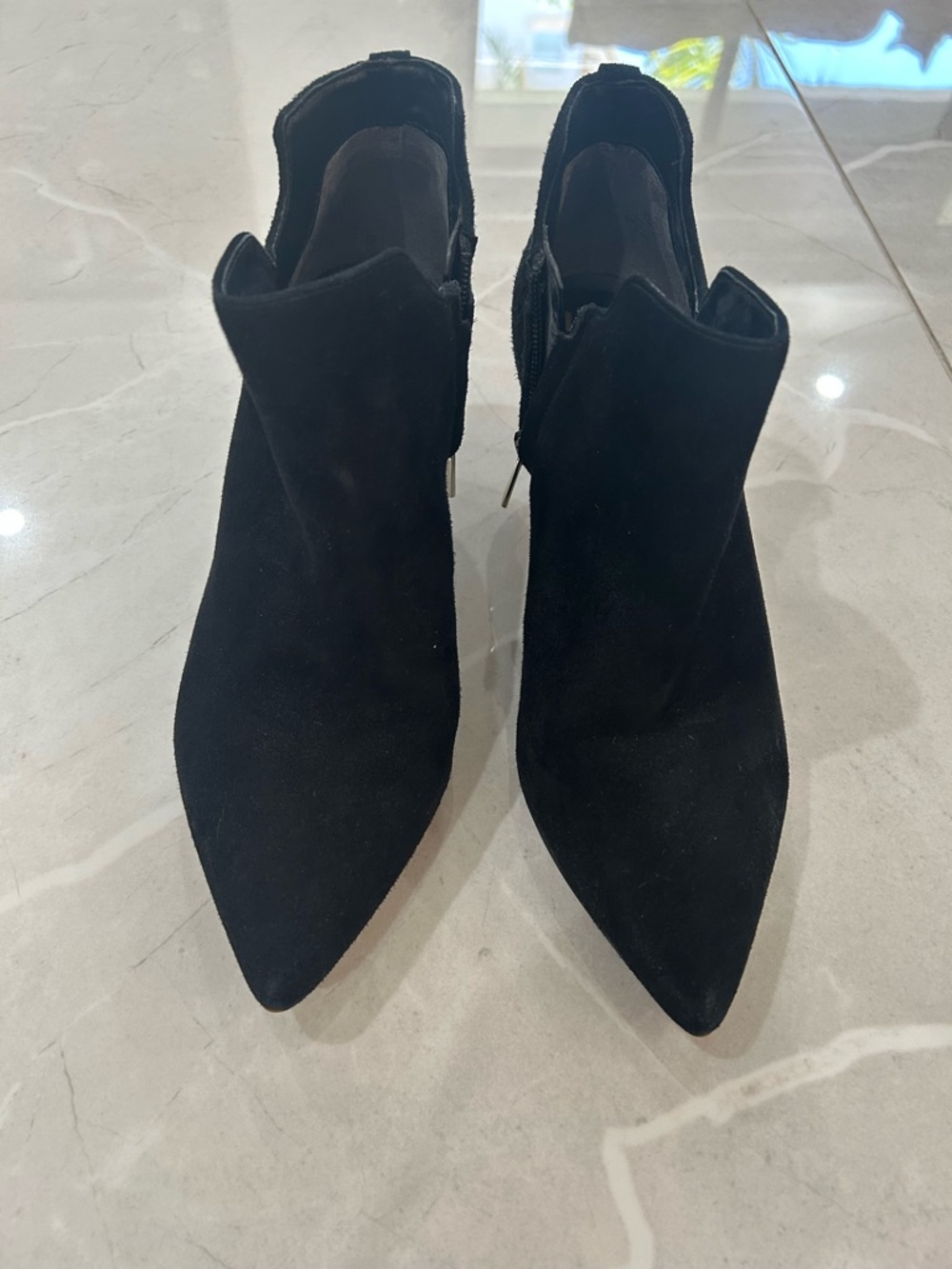 Sam Edelman Black Suede Pointed Ankle Booties - Picture 5 of 8